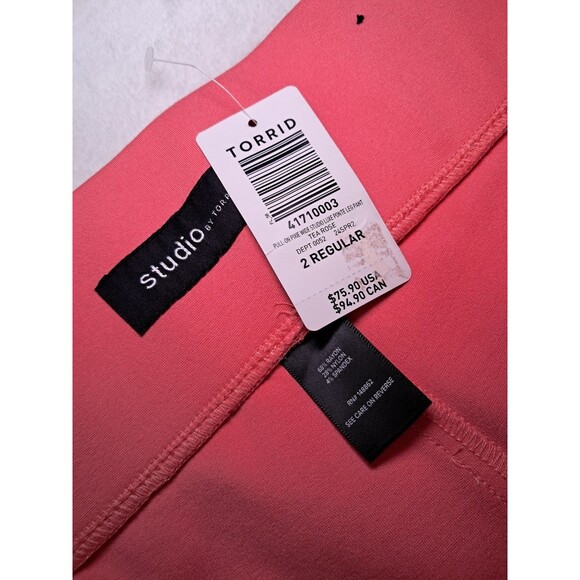 Studio By Torrid Pull-On Pocket Pixie Wide Leg Pants Tea Rose Pink Size 2R NWT - Picture 4 of 12
